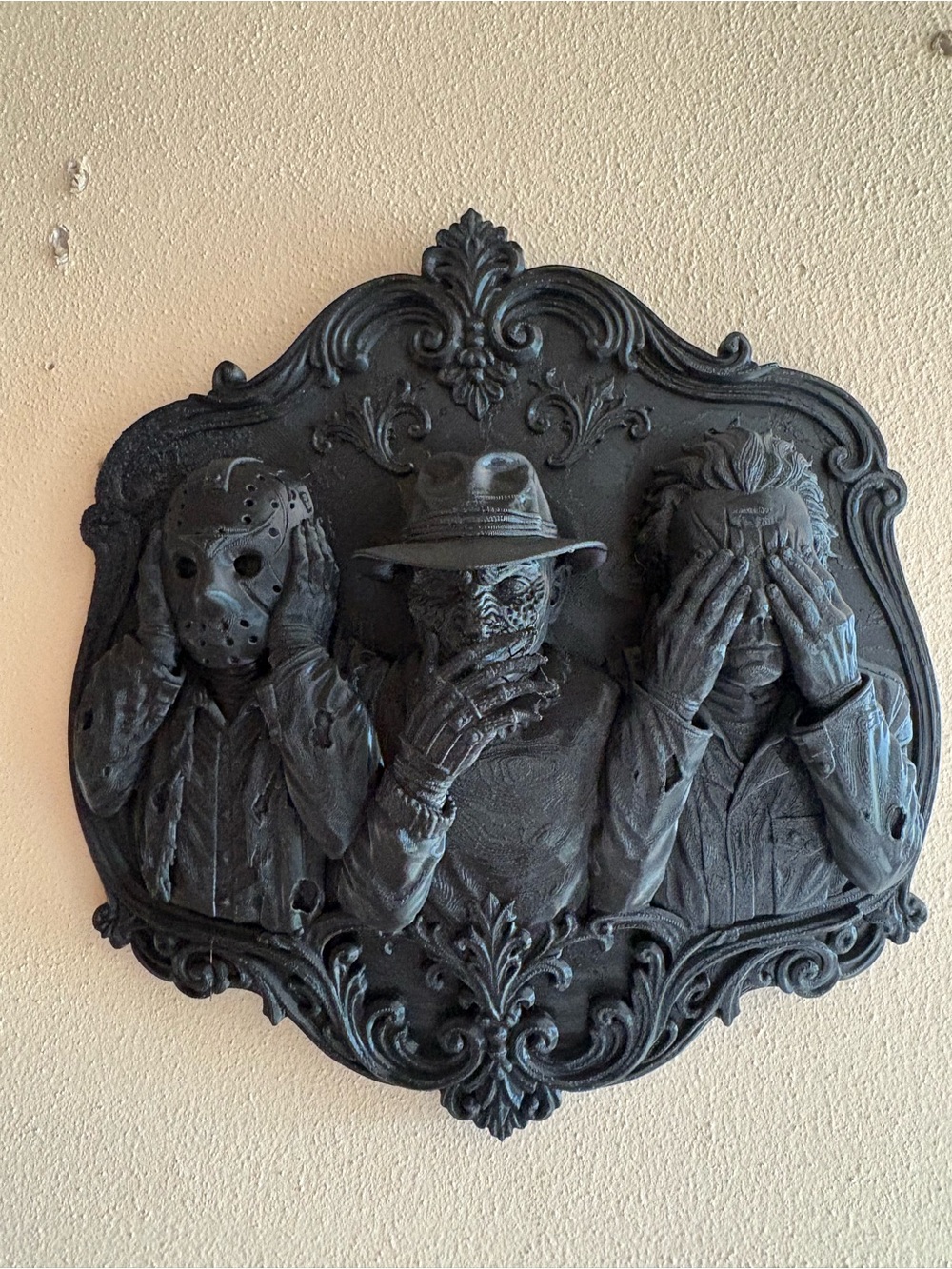 Black Horror Movie Trio Wall Plaque - Decorative Wall Art